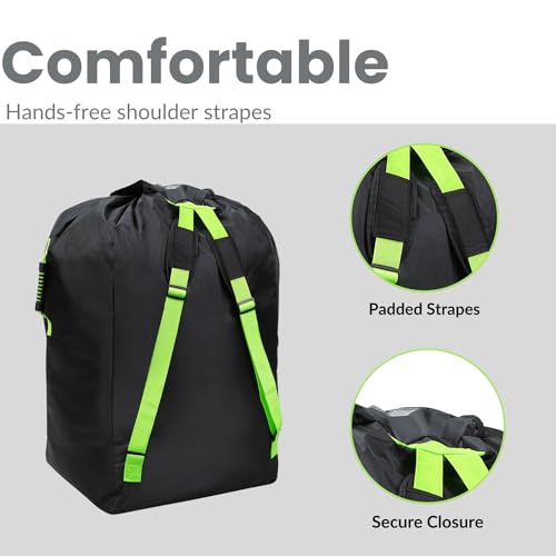 PandaEar Car Seat Travel Bag Backpack for Airplane, Water-Resistant Car Seat Cover with Shoulder Strap for Infant Convertible Seats & Booster Seat, Black