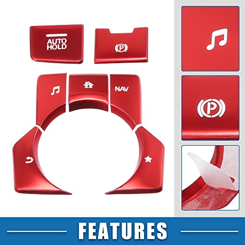 Car Center Console Gear Panel Multi-Media Handbrake Switch Cover Trim for Mazda CX-5 2017-2020 Red (Set of 7) - color: Red