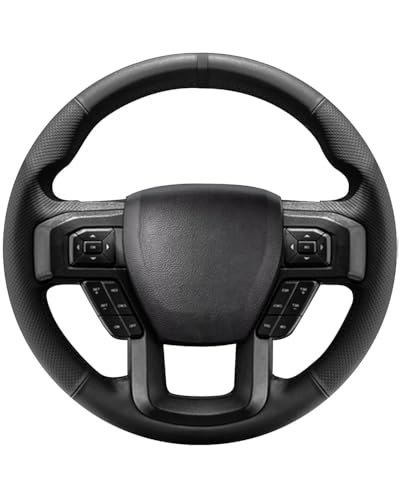 Belinous Leather Steering Wheel Cover Lace Up, Hand-Stitch on Wrap, Steering Wrap Compatible with Ford F-150 2015 2018/Expedition 2018/F-150 Limited 2016/F-Series Super Duty 2017 2020 2022 (Black) - color: Black, size: Type A3