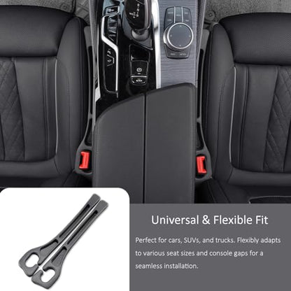 Car Seat Gap Filler, 2 Pack Universal Seat Gap Filler Strip with Seatbelt Slot, Anti-Drop Pad & Car Organizer for The Gap Between Seat and Console, Stop Items from Falling - Black