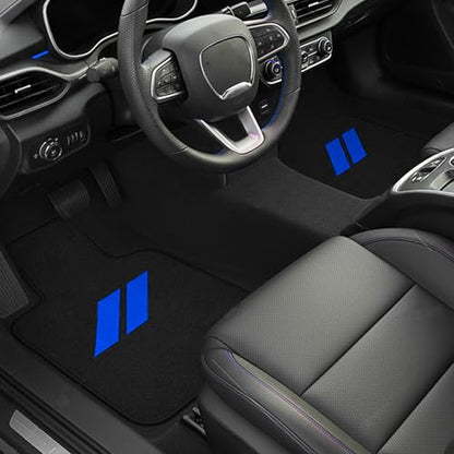 Dodge 4Pcs Car Floor Mats for Charger Durango Challenger Journey Non-Slip All Weather Waterproof Skin-Friendly Front & Rear Protector Liners Pad Polypropylene Material Blue Trim - color: Blue Trim