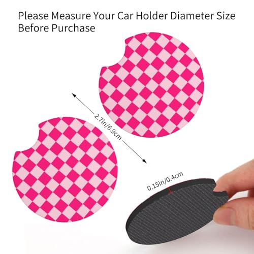Pink Checkered Steering Wheel Cover Checkered hot Pink Steering Wheel Cover of Wome Anti-Slip Breathable Universal 14-15 Inch Car with 2 Pcs Car Coasters Suitable Men Women - color: Checkered Pink