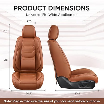 TIEHESYT Car Seat Covers Full Set, Breathable Leather Automotive Front and Rear Seat Covers & Headrest for Reduce The Driving Fatigue, Compatible with Most Vehicles, Cars (Brown, Front Pair) - color: Mature Brown, size: Front Pair