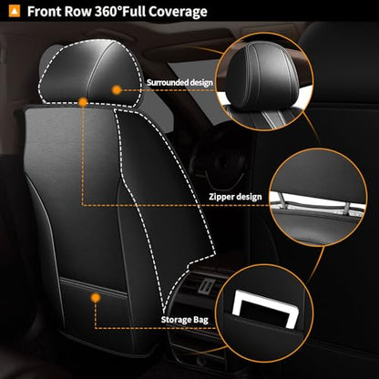 AOMSAZTO 2 Front Car Seat Covers Custom Fit for Honda Ridgeline 2006-2014 & 2024-2025: Seat Cover Faux Leather Breathable Waterproof Compatible Airbag (Black&Gray) - color: #092 Black&Gray, size: 2006-2014&2024-2025-2 front seat covers only