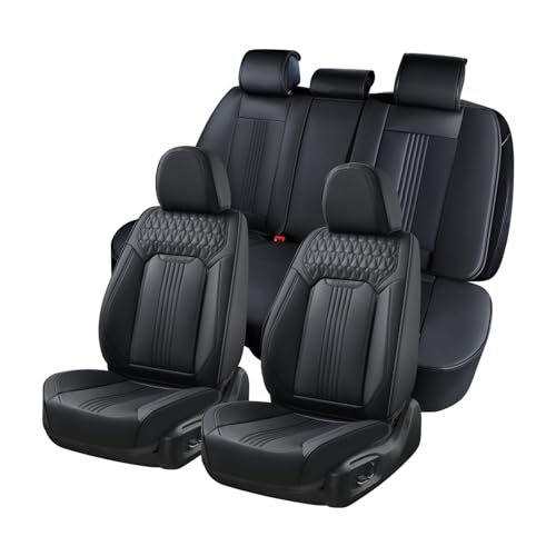 Coverado Seat Covers, Car Seat Covers Full Set, Black Seat Cover, Front Seats Back Seat Cover, Waterproof Car Seat Cushion,Leather Car Seat Protector Universal Fit Most Cars - color: Air Backrest-Black, size: FullSet