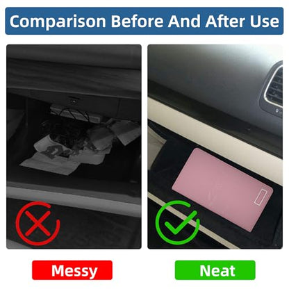 Premium Car Registration & Insurance Card Holder with Magnetic Closure & Clear Pockets, Glove Box Organizer for Documents, Driver's License (pink) - color: Jujube red
