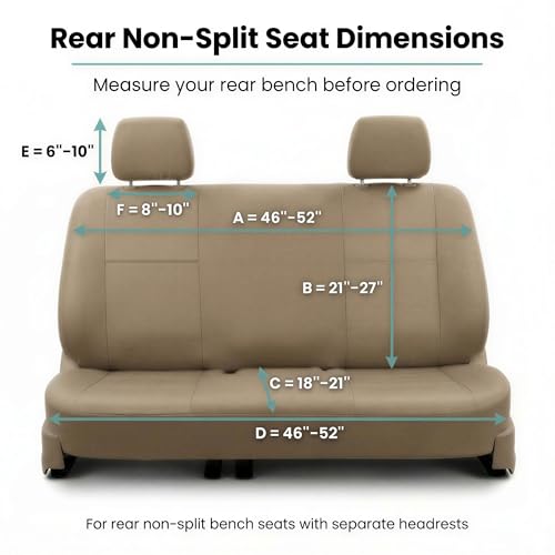 FH Group Classic PU Leather Split Bench Car Seat Cover – Universal Fit for Cars Trucks & SUVs (Solid Beige) - color: Solid Beige, size: Rear Set