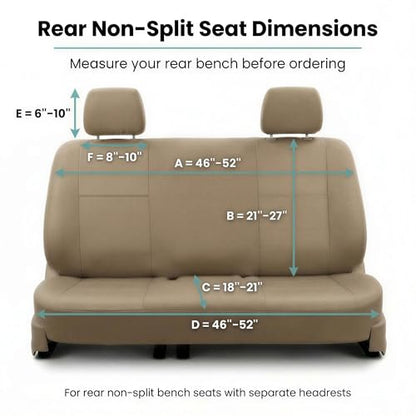 FH Group Classic PU Leather Split Bench Car Seat Cover – Universal Fit for Cars Trucks & SUVs (Solid Beige) - color: Solid Beige, size: Rear Set