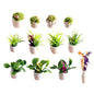 12 PCS Mini Car Plant Decor, Miniature Bonsai Faux Flower Potted Plants for Dashboard Decoration, Universal Cars Interior Decoration Gift (Green)