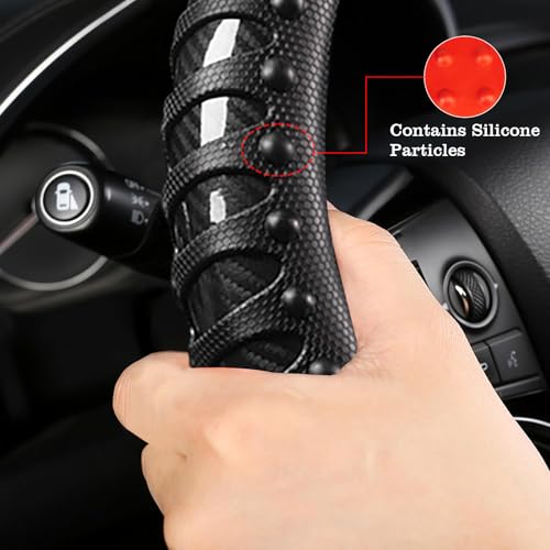 Car Leather Steering Wheel Cover - Carbon Fibre Material, Universal 14.5-15 Inch Leather Anti-Slip Breathable Auto Steering Wheel Covers for Men Women (3D Massage - Sports Black) - color: 3D Massage - Sports Black