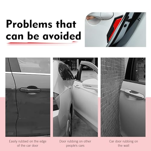4 PCS Car Door Edge Guard Stickers, 4.72" x 1.18" Reflective Anti-Collision Car Side Strips, Self-Adhesive Waterproof Paint Protection Decals, Universal for Cars Trucks SUVs (Red) - color: Red