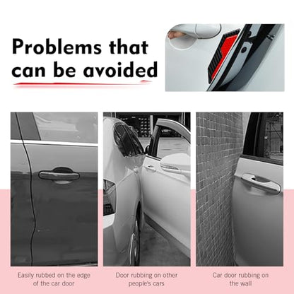 4 PCS Car Door Edge Guard Stickers, 4.72" x 1.18" Reflective Anti-Collision Car Side Strips, Self-Adhesive Waterproof Paint Protection Decals, Universal for Cars Trucks SUVs (Red) - color: Red