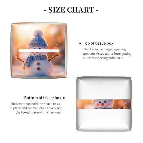 Cute Christmas Snowman Tissue Box Cover Square,Winter Christmas Snowman Tissue Box Holder Waterproof Leather Facial Paper Organizer Dispenser for Bathroom Home Car Nightstand Vanity Desk - color: Color-24