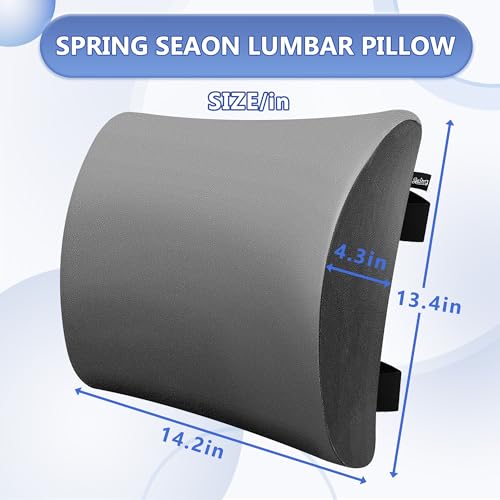 SPRING SEAON Lumbar Support Pillow Comfortable Cooling Fabric Back Cushion with Adjustable Shoulder Straps Back Support for Wheelchair Office and Car