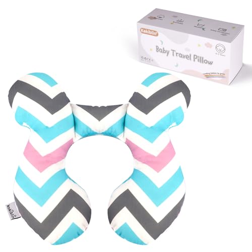 KAKIBLIN Baby Travel Pillow, Upgraded Baby Neck Pillows for Car Seat, Infant Neck Support Pillow for Head and Neck,Newborn Head Support for Car Seat,Pushchair - color: Wave