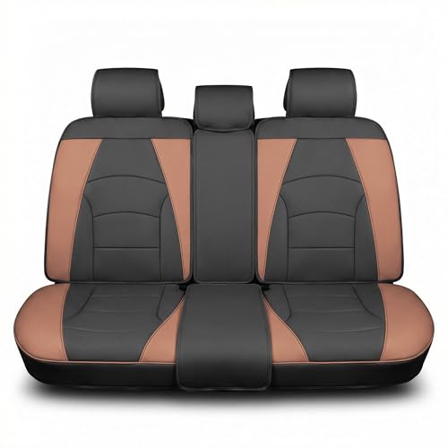 FH Group Car Seat Cover for Back Seat Faux Leather - Universal Fit, Rear Seat Covers for Cars with Rear Split Bench, Car Seat Cushions, Car Interior Accessories for SUV, Sedan, Van Brown Black - color: Brown, style: Rear Set