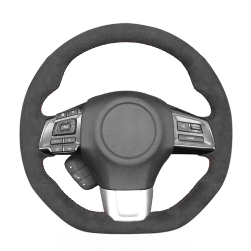 MEWANT Hand Sewing Breathable Car Steering Wheel Cover for Subaru WRX 2015-2021 / WRX STI 2015-2021 Steering Wheels Accessories for Subaru WRX (STI) - color: style-16：Black Alcantara + Red Thread
