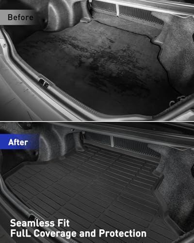 Floor Mats Cargo Liner for Toyota Camry 2017 2016 2015 LE/SE/XSE/XLE(Not for Hybrid), All Weather Carpets for Camry 2015-2017 Car Accessories Non-Slip Automotive Rubber Heavy Duty Trunk Mat