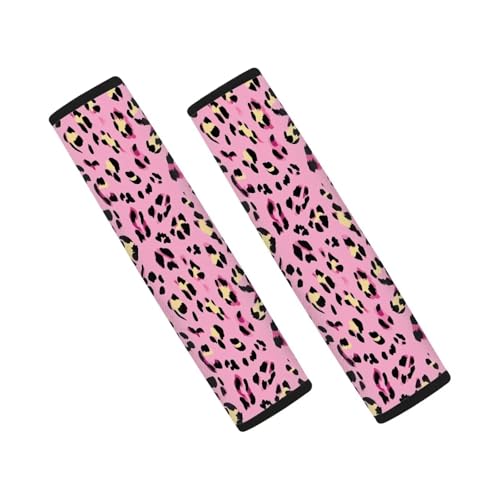 Dreaweet Car Seat Belt Cover Pad Pink Cheetah Print Seatbelt Covers for Women Leopard Print Car Accessories Pack Seat Belt Shoulder Pad Soft Comfortable Seatbelt Cushion - color: Pink Cheetah Print