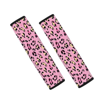 Dreaweet Car Seat Belt Cover Pad Pink Cheetah Print Seatbelt Covers for Women Leopard Print Car Accessories Pack Seat Belt Shoulder Pad Soft Comfortable Seatbelt Cushion - color: Pink Cheetah Print