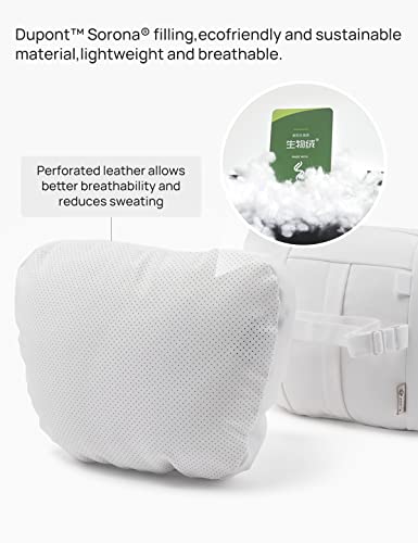TPARTS Leather Headrest Neck Pillow for All Tesla Model Y/X/3/S(Includes Model Y Juniper 2026 2025 & Model 3 Highland 2024-2026) Accessories, Car Neck Pillow for Traveling (1pc White) - color: 1pc White