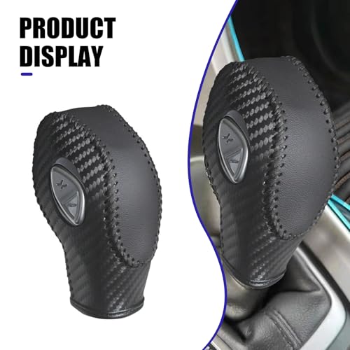 Gear Shift Cover, Breathable Anti-Scratch Gear Shift Knob Cover, Anti-Slip Carbon Fiber Auto Transmission Lever Decoration, Compatible with Focus Fiesta Escape Transit EcoSport (Black)