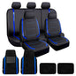 FH Group Galaxy13 Metallic Striped Deluxe Leatherette Car Seat Covers with Matching Carpet Floor Mats – Full Set, Universal Fit, Airbag Compatible for Cars, SUVs & Sedans, Blue - color: Blue