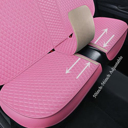 Red Rain Pink Seat Covers Full Set Universal Front and Rear Auto Seat Cover Luxury Leather Seat Cover (AA-Pink) - color: AA-Pink