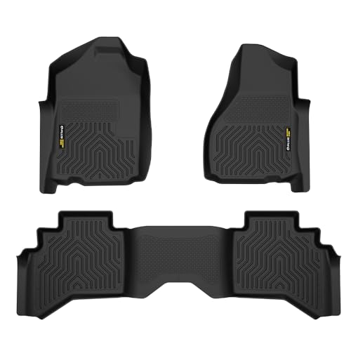G-PLUS TPE Floor Mats Cargo Liners, Compatibile with Dodge Ram 1500 2500 3500 Quad Cab 2002-2009, 1st & 2nd Row 3PCS, All Weather Full Cover Protection - size: Fit Ram 2002-2009 | Black 3PCS