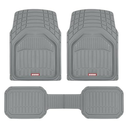 Motor Trend 943-GR FlexTough Defender Car Floor Mats -Next Generation Deep Dish Heavy Duty Contour Liners for Car SUV Truck & Van-All Weather Protection, Trim to Fit Most Vehicles Gray - color: Gray, style: FlexTough NextGen
