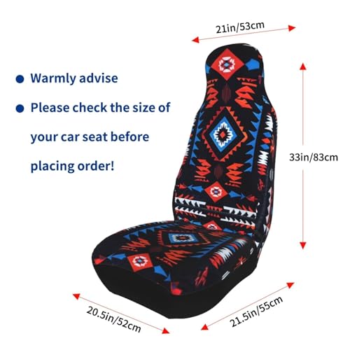 Western Car Seat Covers Abstract Geometry Ethnic Front Auto Seat Cover Navajo Southwest Car Bucket Seats Protector Covers Universal fit for SUV Sedan Van Trucks, Black - color: Western