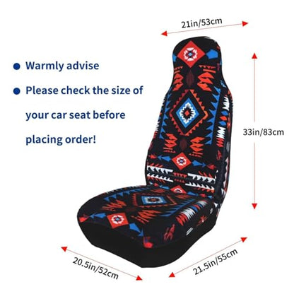 Western Car Seat Covers Abstract Geometry Ethnic Front Auto Seat Cover Navajo Southwest Car Bucket Seats Protector Covers Universal fit for SUV Sedan Van Trucks, Black - color: Western