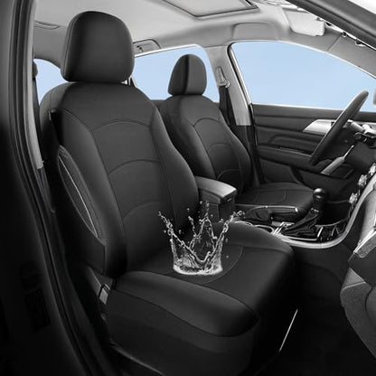 HChengkikz Car Seat Covers Front Seat, Waterproof Neoprene Seat Covers, Airbag Compatible, Universal Fit Most Sedans, SUVs, Trucks (Black)