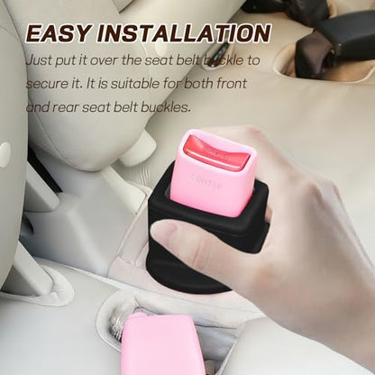 2PCS Car Seat Belt Buckle Holder, Easy Access Silicone Auto Seatbelt Buckle Booster, Seat Belt Buckles Fixer Cover Makes Receptacle Stand Upright Buckling for Kids, Car Accessories (Black) - color: Black