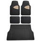 FH Group Premium Liners Tall Channel Trimmable All Weather Rubber Full Set Car Floor Mats (Beige) w. Trimmable All-Season Cargo Liner (Black) - Universal Fit for Cars Trucks and SUVs - color: Beige, style: With Cargo Mats