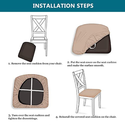 KRFOONN Waterproof Seat Covers for Dining Room Chairs Set of 4 with Dining Bench Cover Jacquard Washable Chair Covers Removable Kitchen Chair Cushion Slipcovers Protector for Dining Room, Black - color: Black