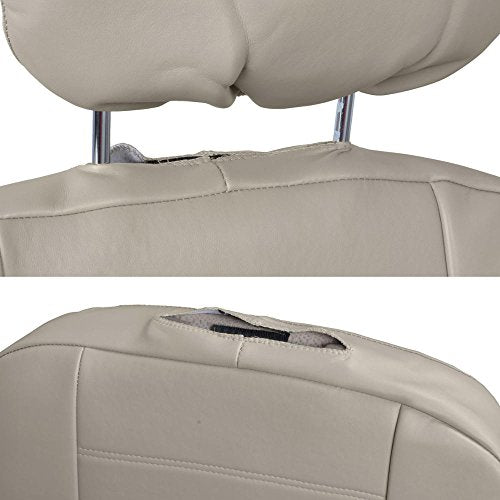 BDK carXS Beige Leather Car Seat Covers Front Seats Only, 4-Piece Faux Leather, Includes Front Seat Covers, Automotive Seat Covers for Trucks SUV - color: Beige, size: Front Seat Covers