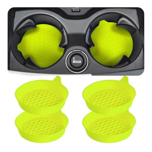 Zpana Bling Car Cup Holder Coaster, 2PCS Crystal Rhinestone Non Slip Waterproof Vehicle Insert Water Bottle Holder Pads, Shockproof Auto Interior Decorative Coasters (Fluorescent Yellow) - color: Fluorescent Yellow