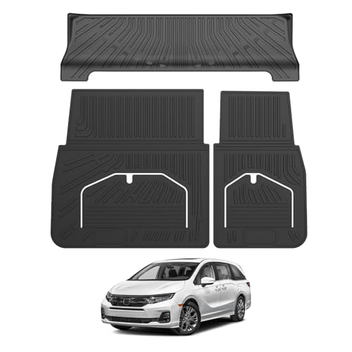 Mixsuper Cargo Liner for Honda Odyssey 2018-2024 2025 2026, All Weather Trunk Mat Backrest Mat TPE Back Seat Cover Protector for Odyssey Accessories - size: 18-26 |Odyssey| Cargo & Backrest Mat