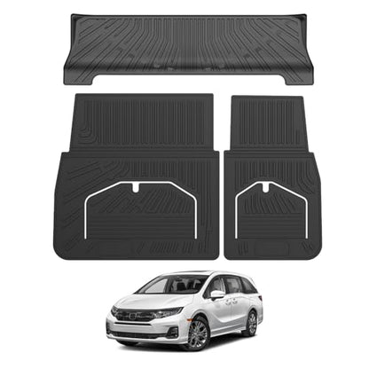 Mixsuper Cargo Liner for Honda Odyssey 2018-2024 2025 2026, All Weather Trunk Mat Backrest Mat TPE Back Seat Cover Protector for Odyssey Accessories - size: 18-26 |Odyssey| Cargo & Backrest Mat