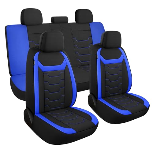 3D Air-Mesh Car Seat Covers Full Set, Breathable and Split Bench Compatible Seat Covers for Cars, Universal Car Interior Covers for Most Cars Sedan Truck SUV(Black/Blue) - color: Black/Blue, size: Full Set
