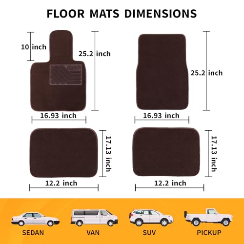 EKR All-Weather Universal Fit Car Floor Mats, 0.5 inch Thick Car Carpet Mats, Anti-Slip Automotive Mat with Driver Heel Pad Fit for SUV, Vans,Sedans, Trucks (Blown,4pcs Black Full Set) - color: Blown