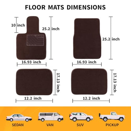 EKR All-Weather Universal Fit Car Floor Mats, 0.5 inch Thick Car Carpet Mats, Anti-Slip Automotive Mat with Driver Heel Pad Fit for SUV, Vans,Sedans, Trucks (Blown,4pcs Black Full Set) - color: Blown