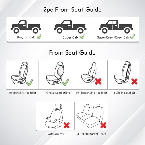 Huidasource F150 Leather Seat Covers Custom Fit for 2015-2025 F150 SuperCrew & 2017-2025 F250 F350 F450 Super Duty Crew Cab XL XLT Lariat King Ranch Platinum(Front Pair/Black&White) - color: Black & White, size: Front Pair Cover