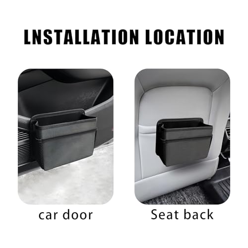Car Trash Can, Foldable Mini Car Trash Can with 1 Roll Garbage Bag, Hanging Vehicle Garbage Organizer Holder, Automotive Interior Accessories Waterproof Storage Box (Black)