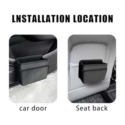 Car Trash Can, Foldable Mini Car Trash Can with 1 Roll Garbage Bag, Hanging Vehicle Garbage Organizer Holder, Automotive Interior Accessories Waterproof Storage Box (Black)