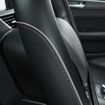 Car Pass Color Piping Microfiber Leather Universal Fit Steering Wheel Cover,Perfectly fit for 14.5-15 inches Suvs,Vans,Trucks,Sedans,Cars,Automotive(Black & Gray or Grey) - color: Grey