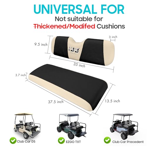 10L0L Golf Cart Seat Covers, Super Comfort Cooler Than Vinyl Seat Cover, Front and Rear Seat Cover for Yamaha EZGO Club Car, No Drilling Breathable Mesh Bench Seat Blanket, Machine Washable - color: Black + Beige, style: Rear Seat - Universal for Yamaha E
