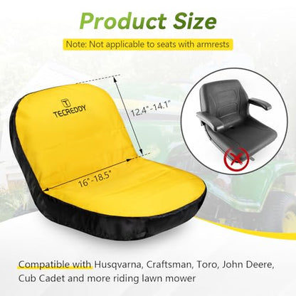 Lawn Mower Seat Cover, Weatherproof Heavy Duty Tractor Seat Cover Compatible with John Deere LP92324 Cub Cadet Riding Lawn Mower, Medium - color: Yellow, size: Medium
