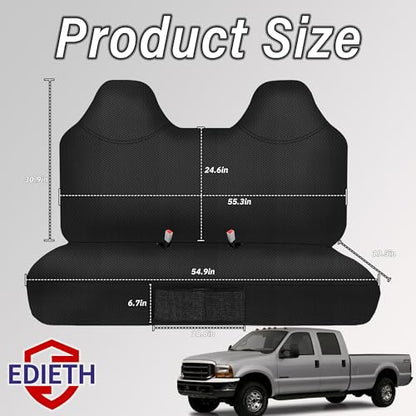 Knitted Mesh Fabric Front Bench Seat Cover Compatible with Ford F250 F350 F450 F550 1999 2000 2001 2002 2003 2004 2005 2006 2007 Super Duty Trucks Full Bench Seat Cover - Black - color: Black, size: Knit cloth